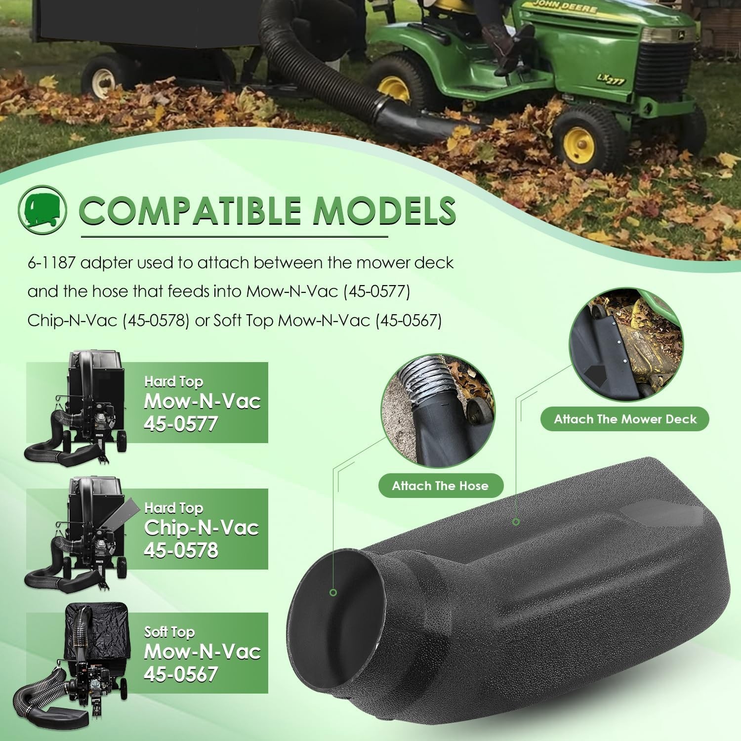 69861 Lawn Mower Vacuum Deck Boot Chute Adapter for Agri-Fab Mow-N-Vac 6-1187