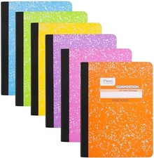 Composition notebook 6 pack wide ruled 100 sheets assorted