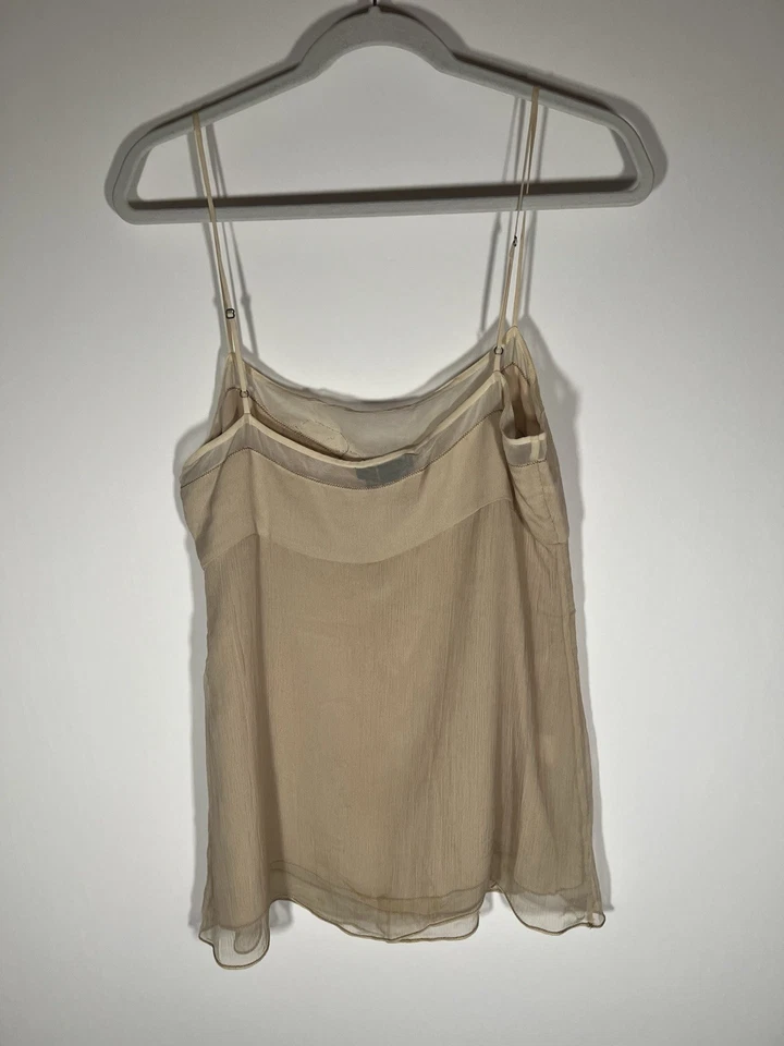 Vintage Y2K BCBG MaxAzria seda beige hada gasa camisola cottagecore 12 Foto 3 de 4