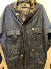 Northwest Territory Adult Size Medium Full Zipper  Snaps Parka Navy Blue Plaid
