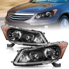 For 2008 2009 2011 2012 Honda Accord Sedan Black Headlights Amber Corner Pair