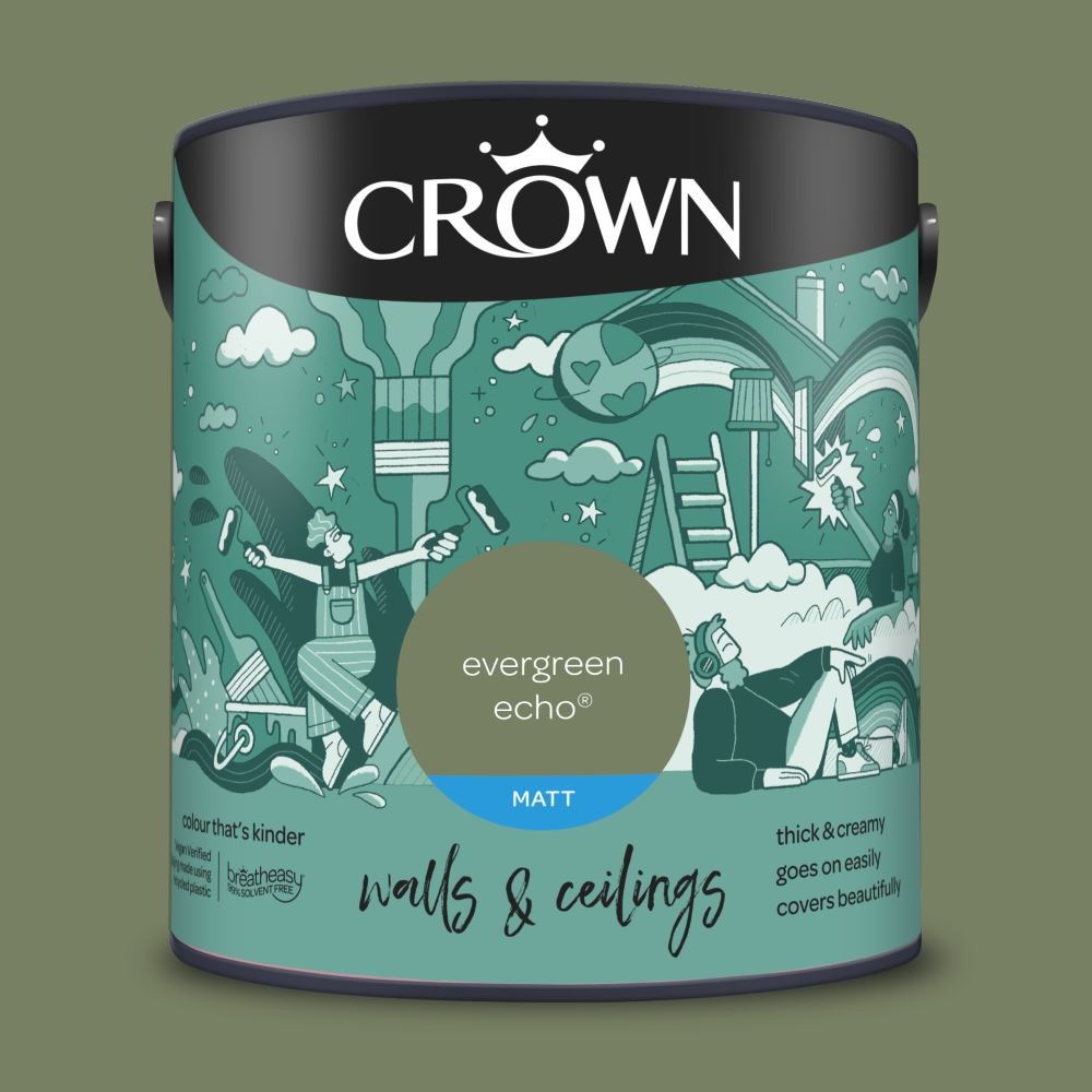 Crown Evergreen Echo Matt Emulsion Paint - 2.5L - Matt Finish - Image 2