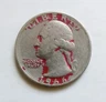 1966 Washington Quarter red painted house coin, arcade jukebox laundromat.