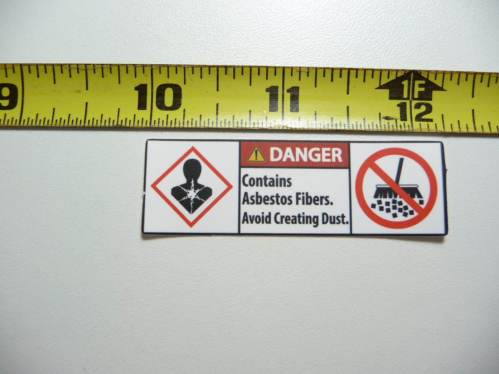 Danger Asbestos Fibers Mini Sticker Decal Warning Sign