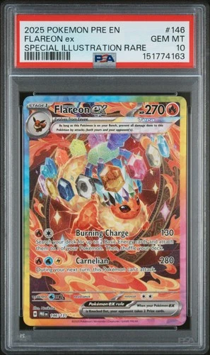 2025 POKEMON PRE EN-PRISMATIC EVOLUTIONS #146 FLAREON EX PSA 10