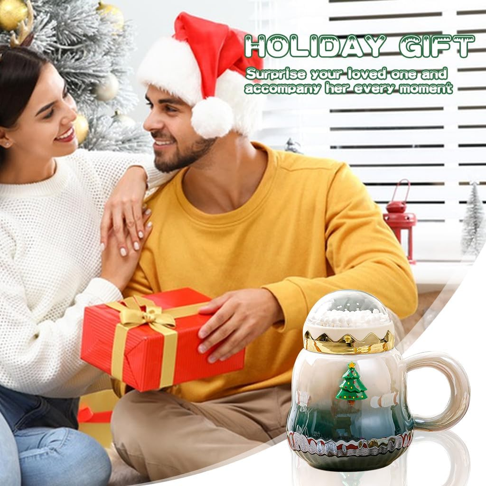 Tazza Mug Regalo Tazze In Ceramica Blu Scuro Con Coperchio Cucchiaio Tazze Da Caffè Al Latte