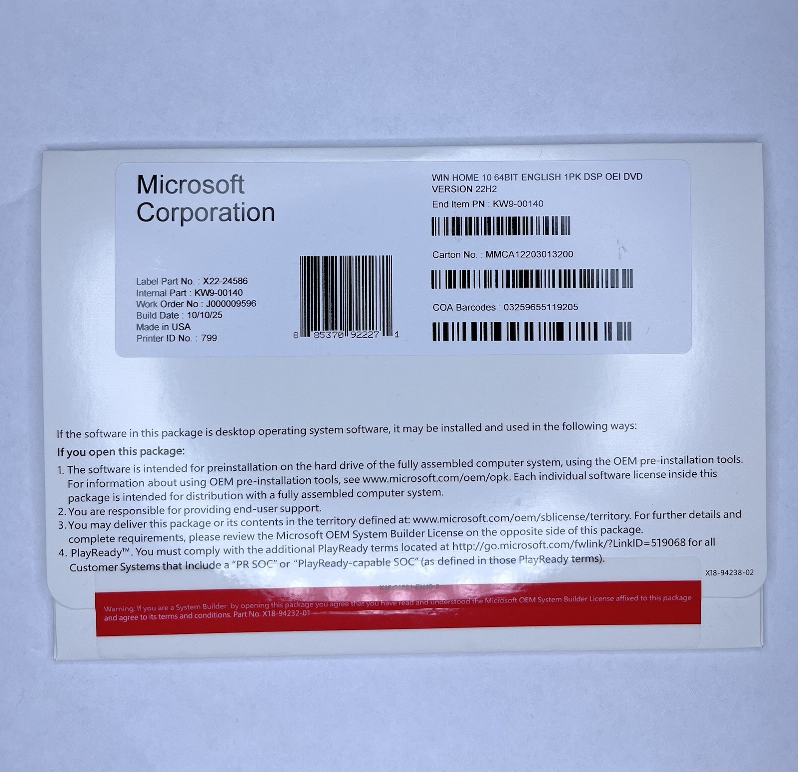 Win 10 Home 64 bit DVD with Product Key New Sealed & Free Shipping