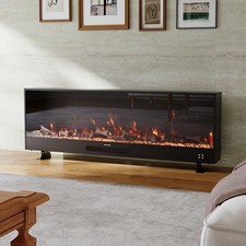 Electric Fireplace Media Fire LED Firewood Flames Smart Freestanding Fire place
