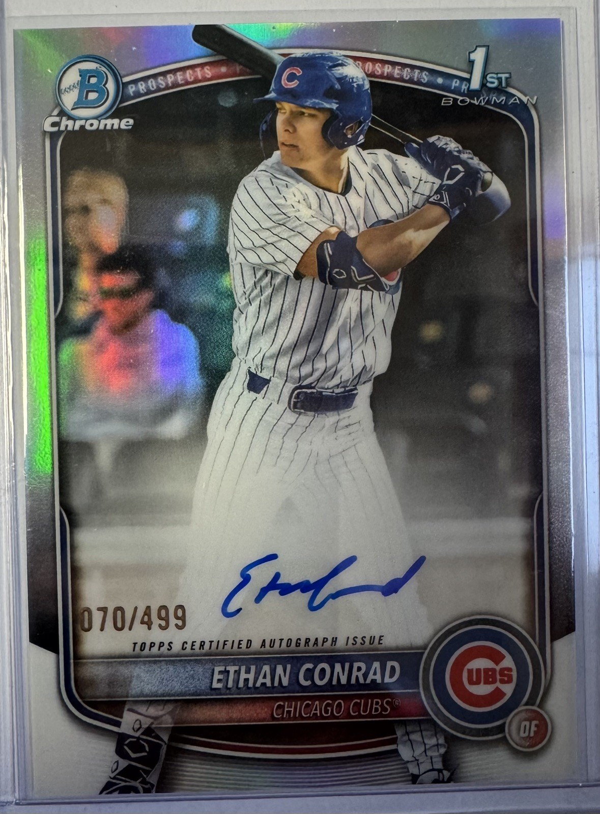 2025 Bowman Draft Ethan Conrad Chrome Auto Refractor 1st Prospect #/499 Cubs
