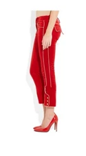 Isabel Marant Bauer Rouge Red Velvet Trousers Size 40 Holiday Christmas Pant