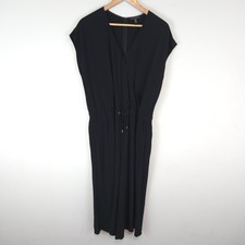 Eileen Fisher Women's Black Wide Leg Jumpsuit Tencel Viscose Crepe Size M