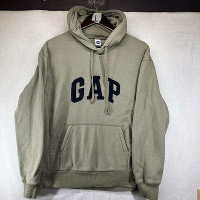Vintage GAP Spell Out Hoodie Sage Green Embroidered Y2K 2006 Mens Small