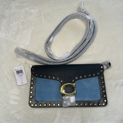 COACH 92151 TABBY STUD COLORBLOCK LEATHER SHOULDER BAG 26 PURSE Pacific Blue NEW