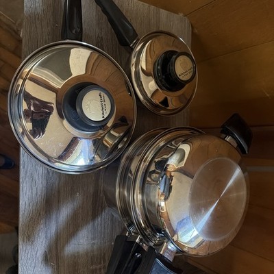8pc Kitchen Craft Stainless Steel Cookware Vtg West Bend, WI USA Waterless