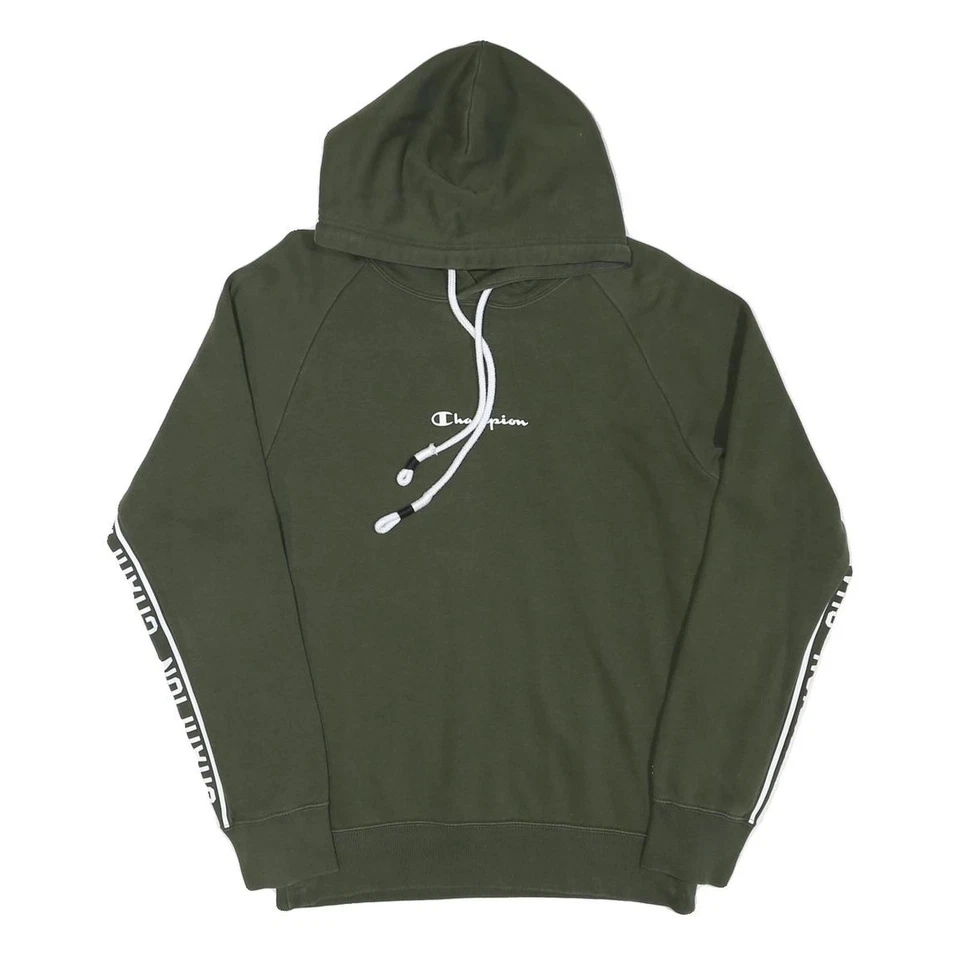 CHAMPION Homme Sweat à Capuche Vert Taille S Pull Coton Mélangé Ruban Manche - Photo 1/4