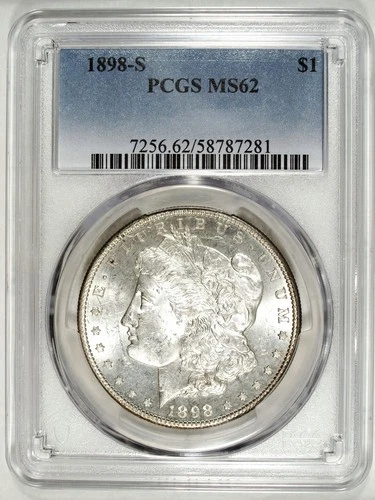1898 S PCGS MS 62 Morgan Silver Dollar ☆☆ UnCirculated ☆☆ Great Set Filler 281
