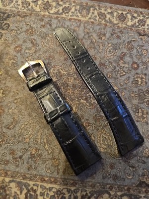 Patek Philippe Black Alligator Strap with 18k White Gold Tang Buckle 14mm