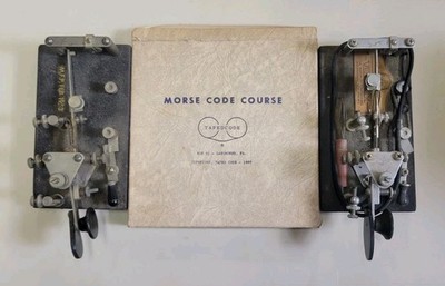 Lot of 2 Telegraph Key Bug Vibroplex Lionel And Morse Code Course Tape