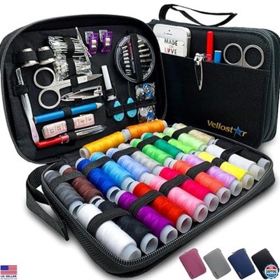 Vellostar Portable Sewing Kit - Essential Hand Needle & Thread Set for Mending