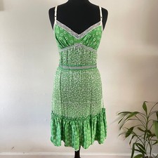 Rare Vintage D&G Dolce & Gabbana Green Floral Silk Lace Midi Dress IT 46 / US 10