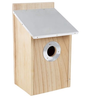 Pure Garden Pine Bird House with Tin Roof Outdoor Weather Resistant Nesting Box