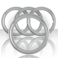 Set of Four 14" Chrome Steel 1 1/2" Deep Wheel Trim Rings - ARFH352