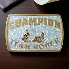 Montana Silversmiths Fine Silver Champion Team Roper Buckle MSRP $130 - NEW NIB