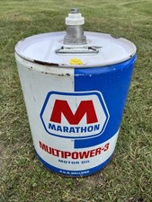 Vintage Marathon Multipower-3 Motor Oil 5 Gallon Can Gas Station Petroliana