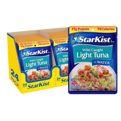 Chunk Light Tuna in Water 2.6 oz Pouches Pack of 24 Wild Caught Protein