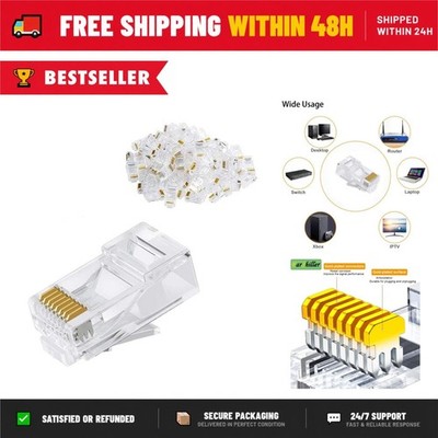 50x RJ45 Connectors 8P8C UTP Network Plug CAT6 CAT5E CAT5 Stranded Solid