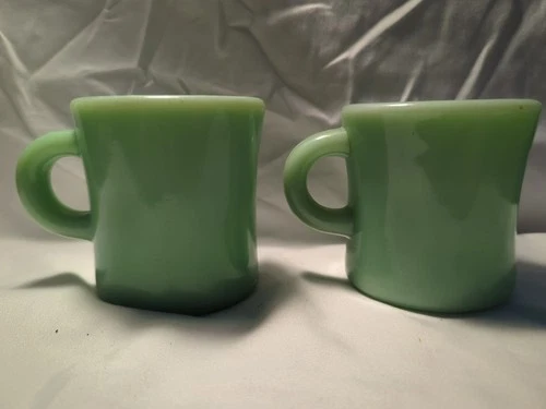 2 Fire King Jadeite C Handle Mugs