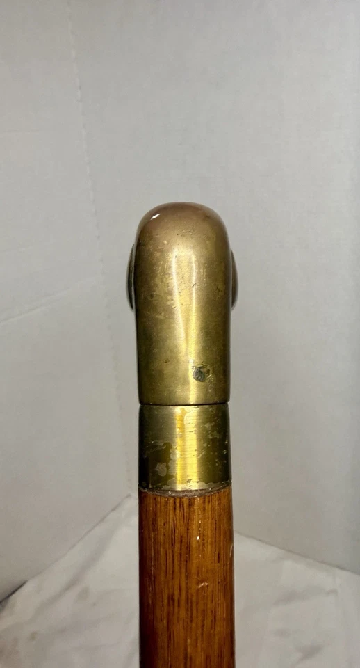 Bastón bastón volquete cabeza de pato de latón fundido de colección frasco de madera prohibición Foto 4 de 4