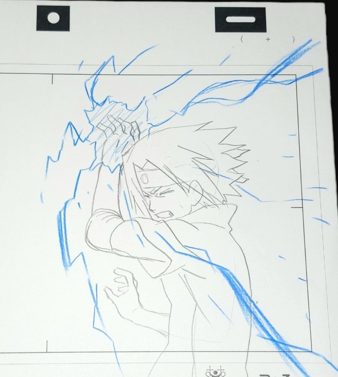 Naruto Shippuden: Sasuke usando Chidori animación genga 2 piezas no animación celda