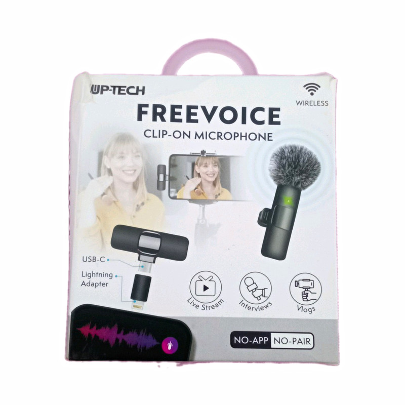 UP-TECH Freevoice Wireless Clip-On Lavalier Mic USB-C NWT UPT-1620