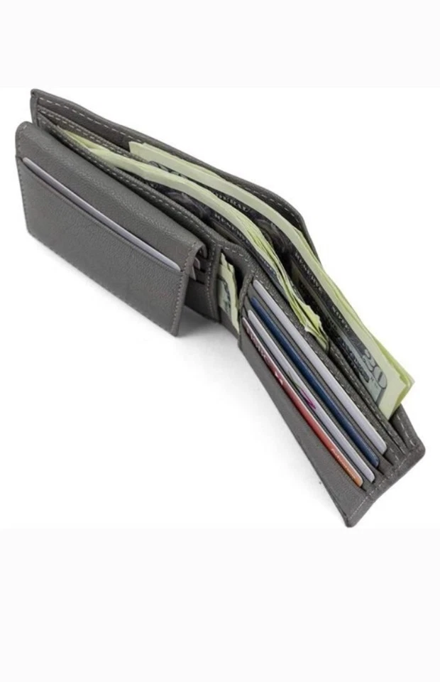 Mens TIMBERLAND charcoal Gray Leather RFID Blocking Bifold Wallet - Image 2 of 4