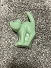 Fenton Glass Green Halloween Scaredy Cat Kitten Figurine