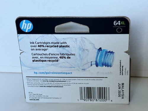 HP 64XL High Yield Black Oryginalny wkład atramentowy ~600 stron Termin ważności: czerwiec 2026 - Zdjęcie 2 z 2