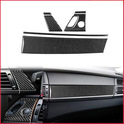 For BMW X5 X6 M E70 E71 2007-2014 Real Carbon Fiber Interior Full Dashboard Trim