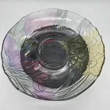 Crystal Floral Chip And Dip Dish Serving Plate Platter