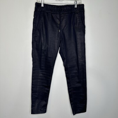 Bevy Flog Women s Elastic Drawstring Coated Shely Pants In Snake Dark Navy 29