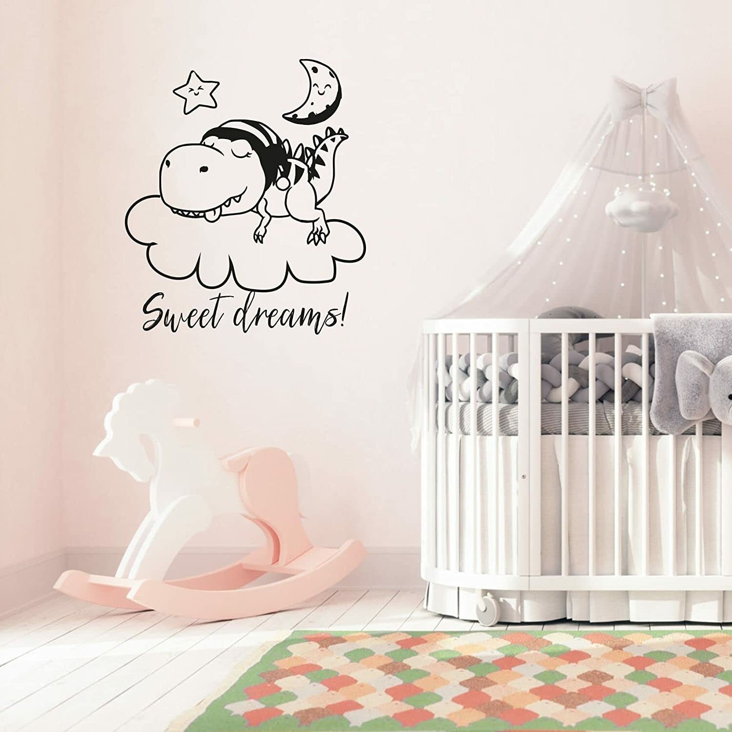 Cute Baby Dinosaur Sweet Dreams Vinyl Wall Art for Room Decor