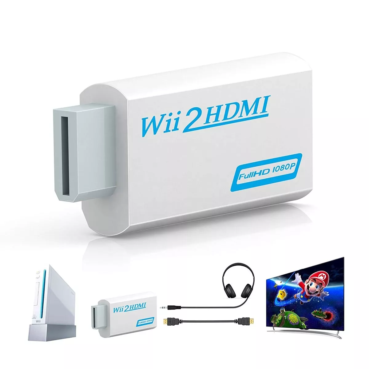 Rybozen Wii to HDMI Converter, Wii HDMI Adapter 1080P, Output Video Audio  HDMI Converter with 3.5