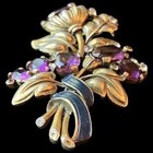 TRIFARI Alfred Philippe Amethyst Crystal Blue Enamel Bell Flower Floral Clip/Pin — photo 3