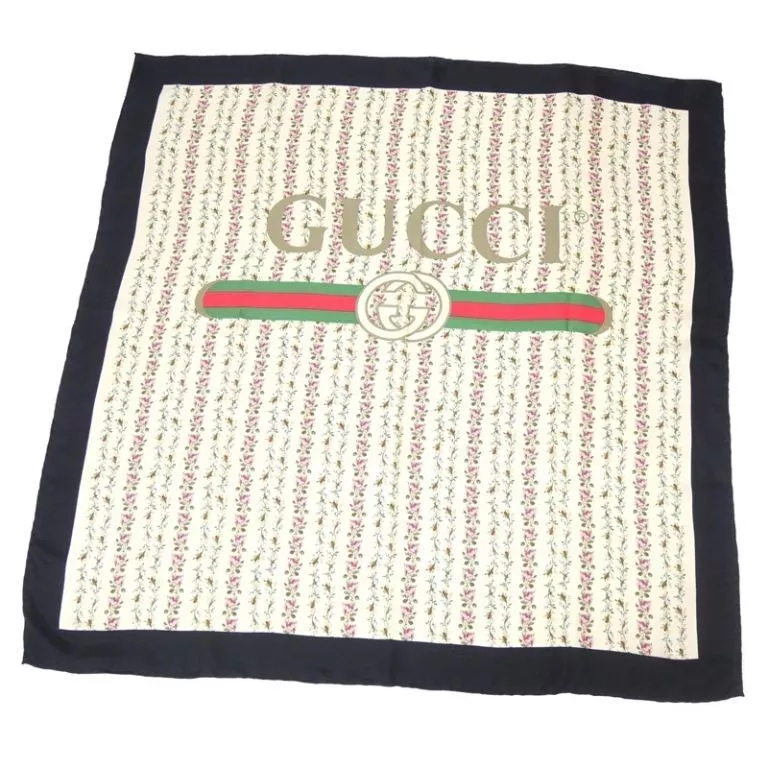 Foulard bandana Gucci noir logo floral avec boite authentique