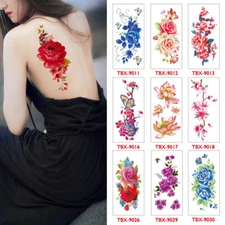 1 Sheet Temporary Waterproof 3D Flowers Rose Tattoos Stickers Body Arm DIY.