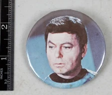Vintage Dr. Leonard Bones McCoy Deforest Kelley Pin Back Button Star Trek 