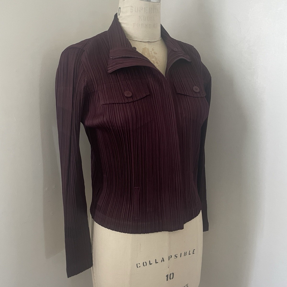 Vintage Issey Miyake Pleats Please Zip Front Blouse Top