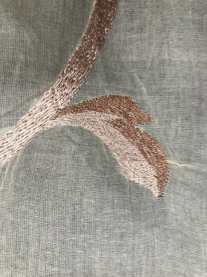 OFF WHITE SHEER FABRIC WITH FLORAL  EMBROIDERED PATTERN-REMNANT - Image 4 of 4