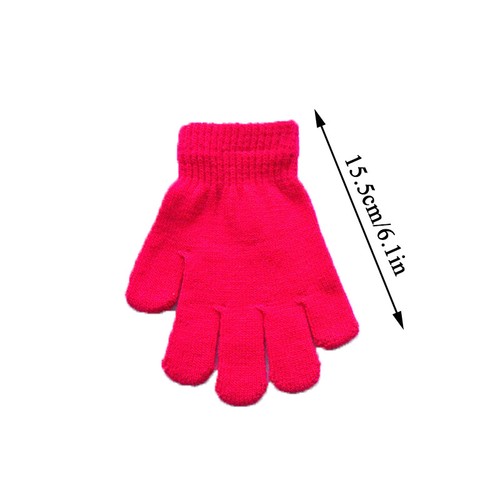 Winter Warm Kids Children Knit Gloves Full Finger Stretchy Mittens Solid Color, - Picture 2 of 33