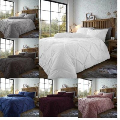 Teddy Pintuck Pleated Duvet Set Luxury Fleece Quilt Cover Bedding Set(Chiswick)